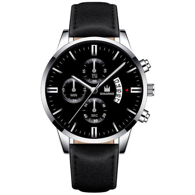 Relogio Masculino watches men fashion Sport box stainless steel leather strap watch Quartz business wristwatch Reloj Hombre 2019