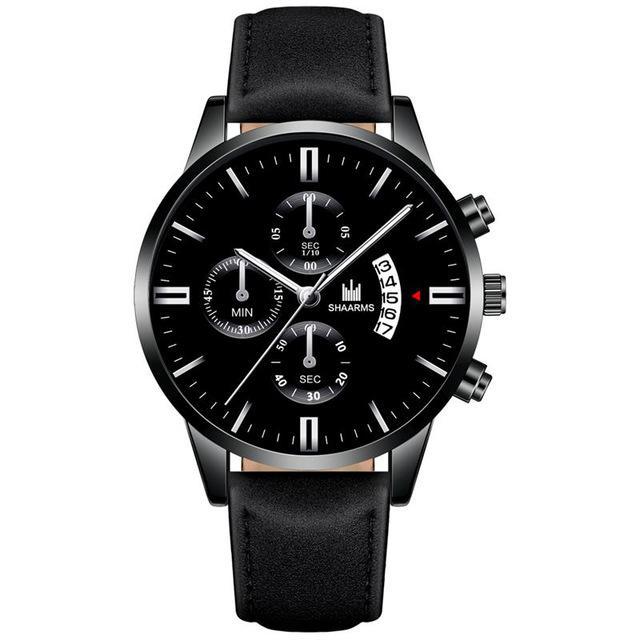 Relogio Masculino watches men fashion Sport box stainless steel leather strap watch Quartz business wristwatch Reloj Hombre 2019
