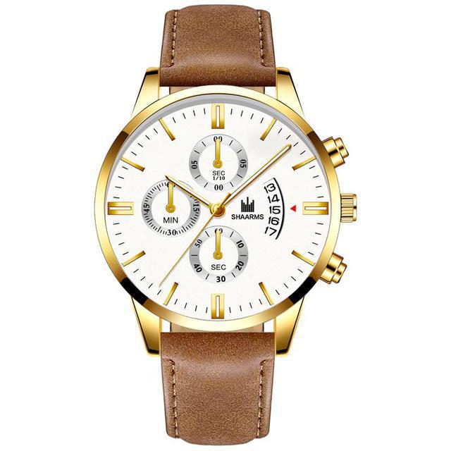 Relogio Masculino watches men fashion Sport box stainless steel leather strap watch Quartz business wristwatch Reloj Hombre 2019