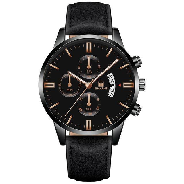 Relogio Masculino watches men fashion Sport box stainless steel leather strap watch Quartz business wristwatch Reloj Hombre 2019