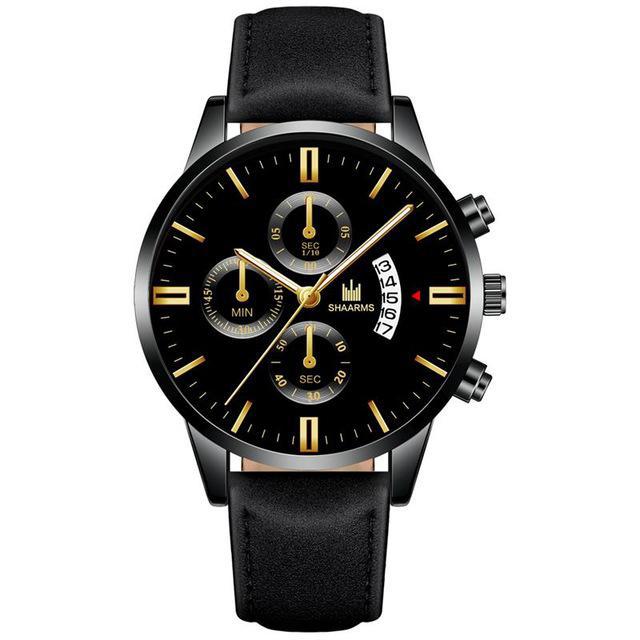 Relogio Masculino watches men fashion Sport box stainless steel leather strap watch Quartz business wristwatch Reloj Hombre 2019