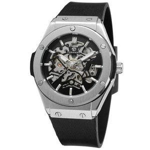 FORSINING Military Sports Auto Mechanical Watch Men Rubber Strap Skeleton Mens Watches Top Brand Luxury HIP HOP Punk Clock