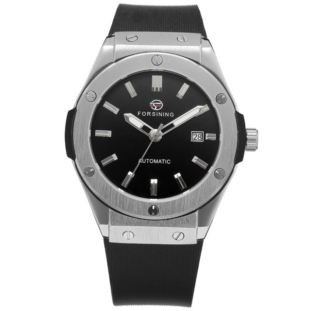 FORSINING Military Sports Auto Mechanical Watch Men Rubber Strap Skeleton Mens Watches Top Brand Luxury HIP HOP Punk Clock