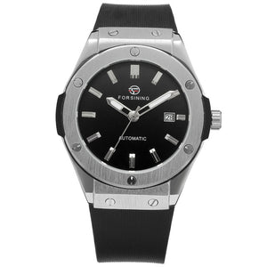 FORSINING Military Sports Auto Mechanical Watch Men Rubber Strap Skeleton Mens Watches Top Brand Luxury HIP HOP Punk Clock