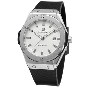 FORSINING Military Sports Auto Mechanical Watch Men Rubber Strap Skeleton Mens Watches Top Brand Luxury HIP HOP Punk Clock