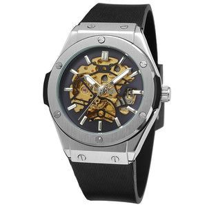 FORSINING Military Sports Auto Mechanical Watch Men Rubber Strap Skeleton Mens Watches Top Brand Luxury HIP HOP Punk Clock