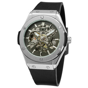 FORSINING Military Sports Auto Mechanical Watch Men Rubber Strap Skeleton Mens Watches Top Brand Luxury HIP HOP Punk Clock