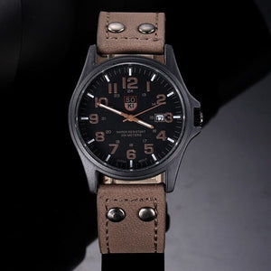Brand Sport Military Watches Fashion Casual Quartz Watch Leather Analog Men 2016 New SOKI Luxury Wristwatch Relogio Masculino