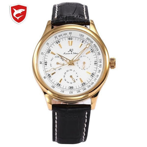 Ks Luxury Automatic Calendar Genuine Leather Strap Wrap Gift Analog Wrist Business Dress Men's Mechanical Self Wind Watch/ KS096