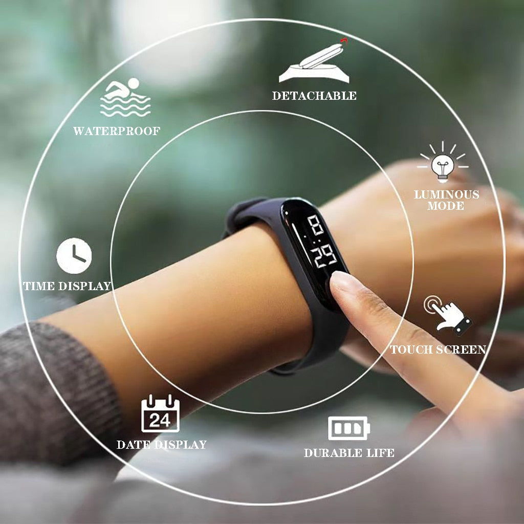 LED Electronic Sports Luminous Sensor Watches Fashion Men and Women Watches Dress Watch  fashion Waterproof Men's digital Watch