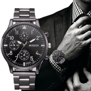 Fashion Man Crystal Stainless Steel Analog Quartz Wrist Watch Men's watch Wrist Party decoration Business Watch gif for male man