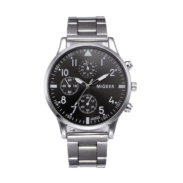 Fashion Man Crystal Stainless Steel Analog Quartz Wrist Watch Men's watch Wrist Party decoration Business Watch gif for male man