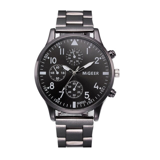 Fashion Man Crystal Stainless Steel Analog Quartz Wrist Watch Men's watch Wrist Party decoration Business Watch gif for male man