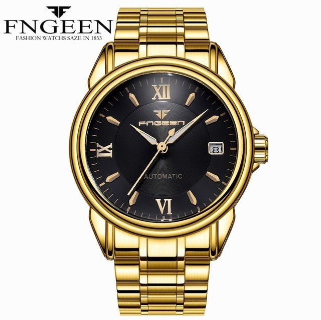 FNGEEN Full Automatic Watch Men Gold Mechanical Watches Waterproof Luminous Hands With Date Calendar montre automatique homme