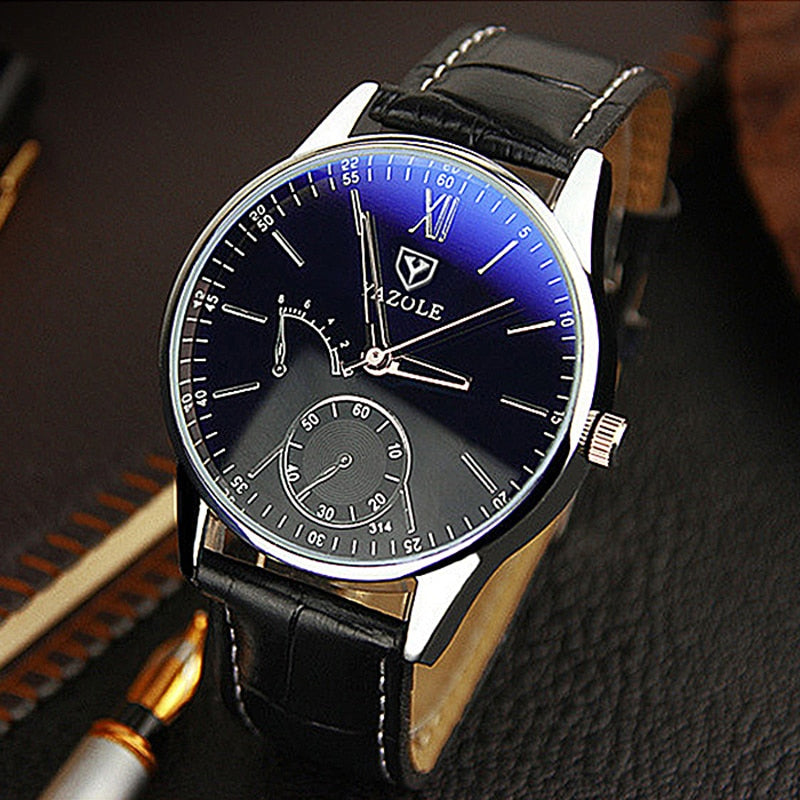 YAZOLE Brand Watches Men Clock Leather Band Black Wrist Watch Fashion Sport Casual montre homme 2019 Hour relogio masculino