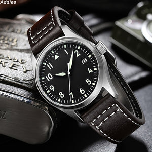 Diver Watch 200m Waterproof Mens Wristwatch Leather Strap NH35 Automatic Mechanical Japan Movement Male Watch Luxury Pilot