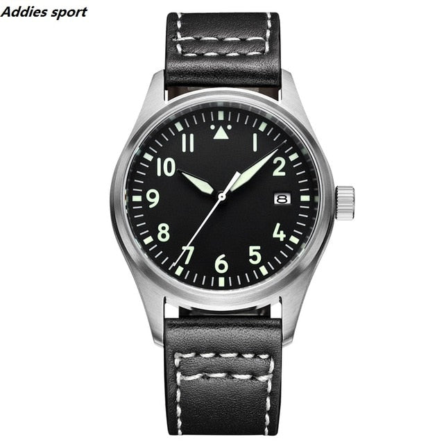 Diver Watch 200m Waterproof Mens Wristwatch Leather Strap NH35 Automatic Mechanical Japan Movement Male Watch Luxury Pilot