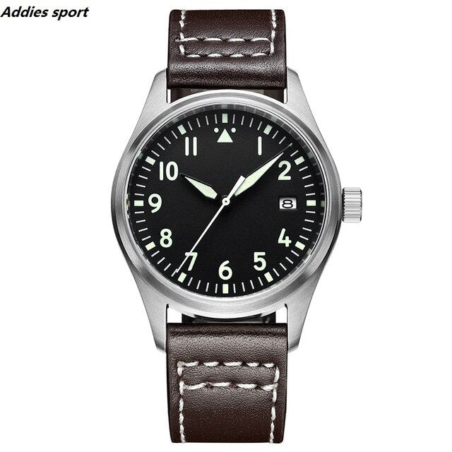 Diver Watch 200m Waterproof Mens Wristwatch Leather Strap NH35 Automatic Mechanical Japan Movement Male Watch Luxury Pilot