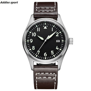 Diver Watch 200m Waterproof Mens Wristwatch Leather Strap NH35 Automatic Mechanical Japan Movement Male Watch Luxury Pilot