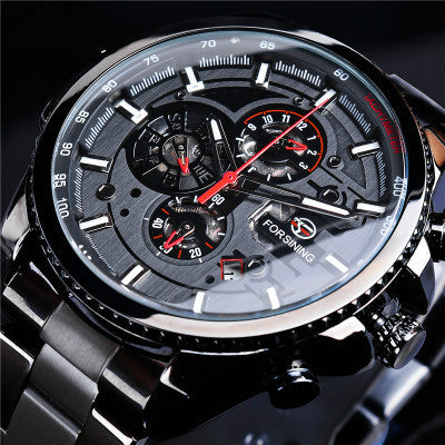 Winner Three Dial Calendar Display Alloy Men Automatic Mechanical Skeleton Wrist Watches Luxury Brand Military Sport Male Clock