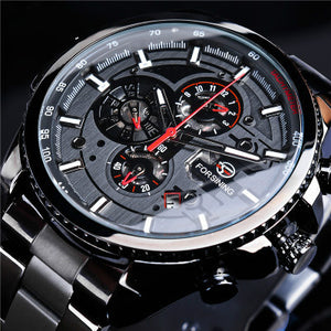 Winner Three Dial Calendar Display Alloy Men Automatic Mechanical Skeleton Wrist Watches Luxury Brand Military Sport Male Clock