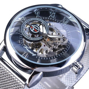 Winner Three Dial Calendar Display Alloy Men Automatic Mechanical Skeleton Wrist Watches Luxury Brand Military Sport Male Clock