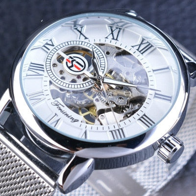 Winner Three Dial Calendar Display Alloy Men Automatic Mechanical Skeleton Wrist Watches Luxury Brand Military Sport Male Clock