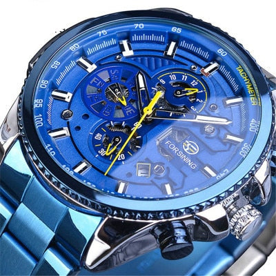 Winner Three Dial Calendar Display Alloy Men Automatic Mechanical Skeleton Wrist Watches Luxury Brand Military Sport Male Clock