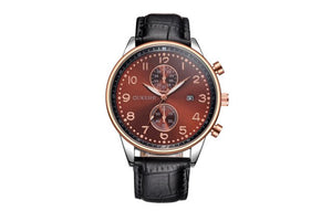 New Fashion OUKESHI Men Watches Analog Quartz Wristwatch Waterproof Chronograph Auto Date Leather Band Relogio Masculino 2017