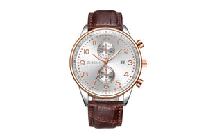 New Fashion OUKESHI Men Watches Analog Quartz Wristwatch Waterproof Chronograph Auto Date Leather Band Relogio Masculino 2017