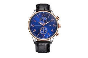 New Fashion OUKESHI Men Watches Analog Quartz Wristwatch Waterproof Chronograph Auto Date Leather Band Relogio Masculino 2017