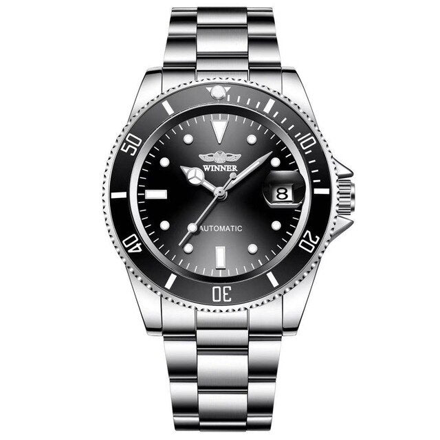 Fashion Brand WINNER Men Automatic Mechanical Watch Stailness Steel Band Men Luminous Date Wristwatches