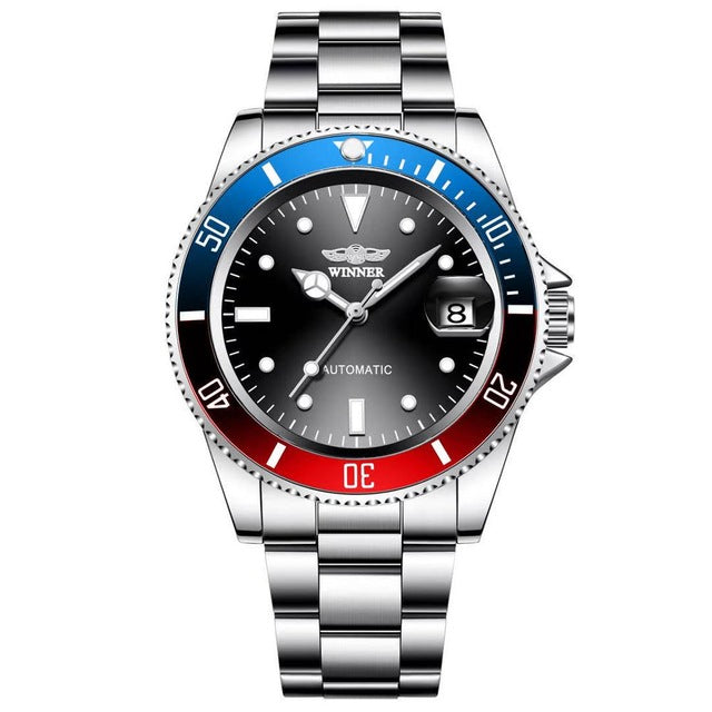 Fashion Brand WINNER Men Automatic Mechanical Watch Stailness Steel Band Men Luminous Date Wristwatches