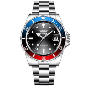 Fashion Brand WINNER Men Automatic Mechanical Watch Stailness Steel Band Men Luminous Date Wristwatches