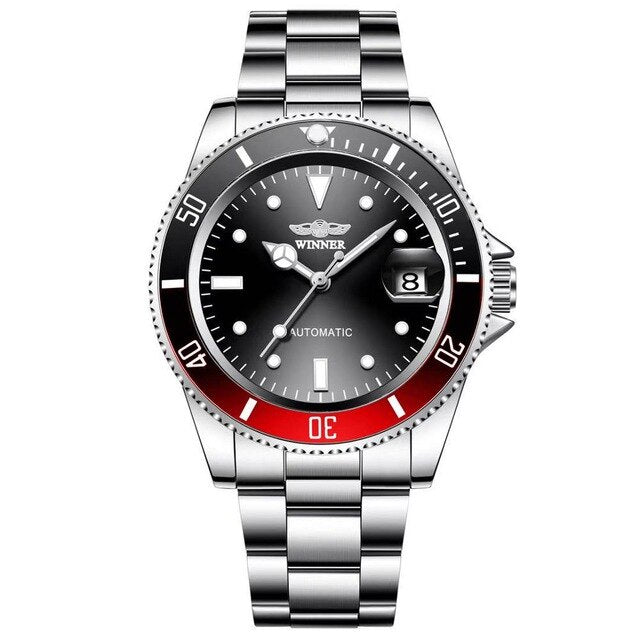 Fashion Brand WINNER Men Automatic Mechanical Watch Stailness Steel Band Men Luminous Date Wristwatches