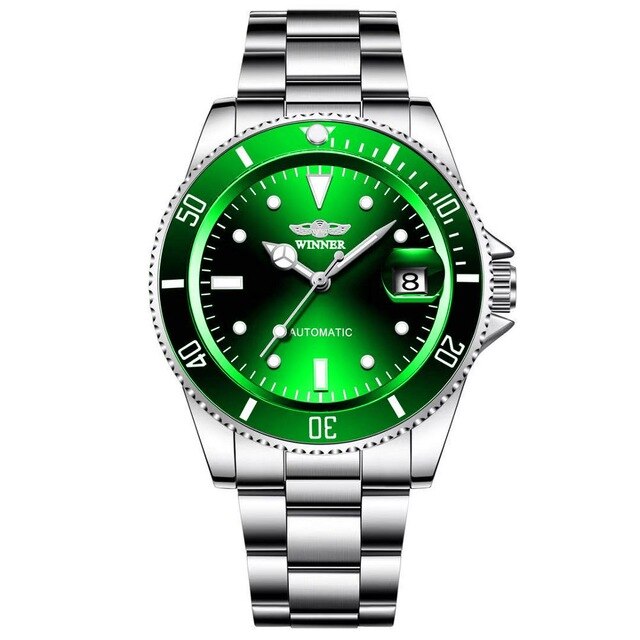 Fashion Brand WINNER Men Automatic Mechanical Watch Stailness Steel Band Men Luminous Date Wristwatches