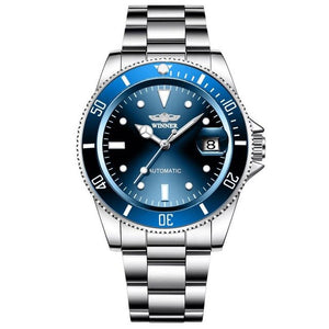 Fashion Brand WINNER Men Automatic Mechanical Watch Stailness Steel Band Men Luminous Date Wristwatches
