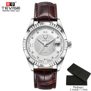 TEVISE Luxury Automatic Mechanical Watches Men Self Wind Stainless Steel and Leather Band Luminous Auto Date Wristwatches 629