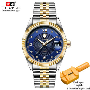 TEVISE Luxury Automatic Mechanical Watches Men Self Wind Stainless Steel and Leather Band Luminous Auto Date Wristwatches 629