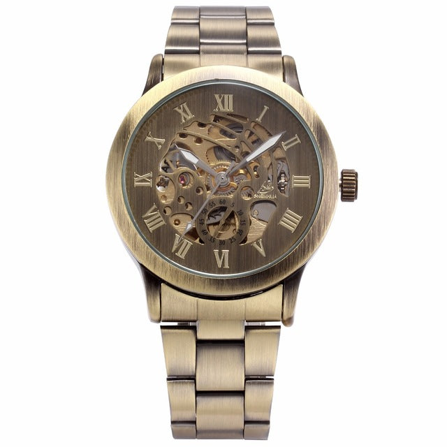 New Steampunk Watches Men Vintage Bronze Automatic Mechanical Skeleton Wrist Watches Men's Mechanical Watch Relogio Masculino
