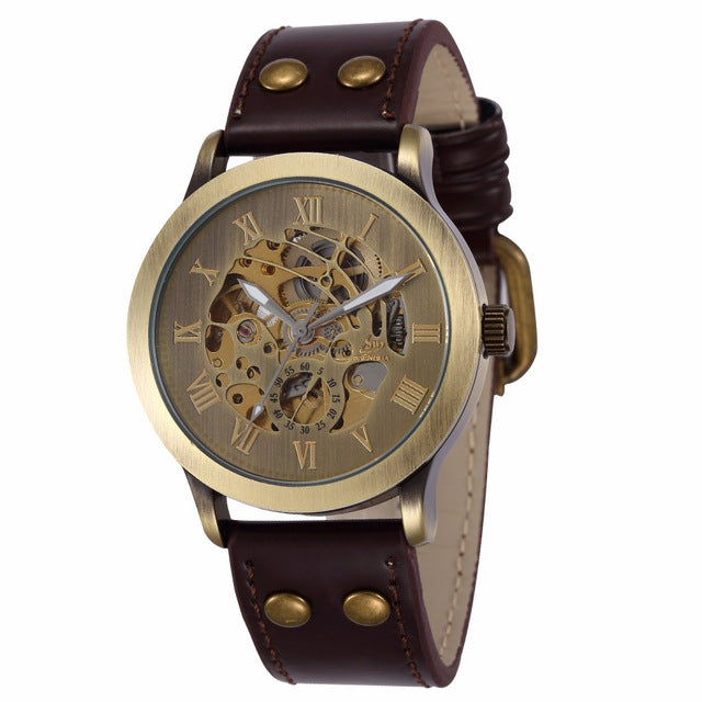 New Steampunk Watches Men Vintage Bronze Automatic Mechanical Skeleton Wrist Watches Men's Mechanical Watch Relogio Masculino