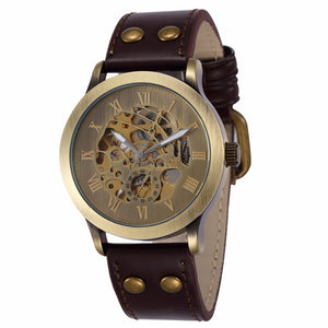 New Steampunk Watches Men Vintage Bronze Automatic Mechanical Skeleton Wrist Watches Men's Mechanical Watch Relogio Masculino
