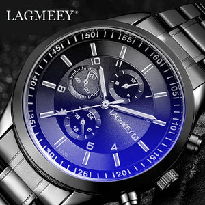 LAGMEEY Famous Brand Men Quartz Watch Black Metal Band Stainless Steel Men Watches Waterproof Wristwatch reloj hombre 2017 New