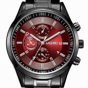 LAGMEEY Famous Brand Men Quartz Watch Black Metal Band Stainless Steel Men Watches Waterproof Wristwatch reloj hombre 2017 New