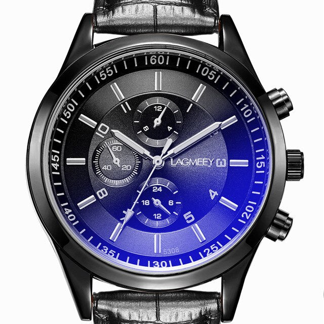 LAGMEEY Famous Brand Men Quartz Watch Black Metal Band Stainless Steel Men Watches Waterproof Wristwatch reloj hombre 2017 New