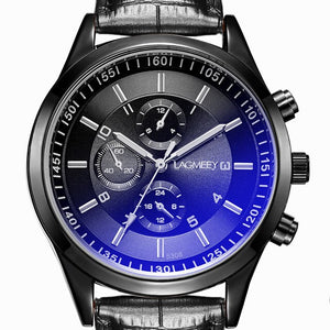 LAGMEEY Famous Brand Men Quartz Watch Black Metal Band Stainless Steel Men Watches Waterproof Wristwatch reloj hombre 2017 New