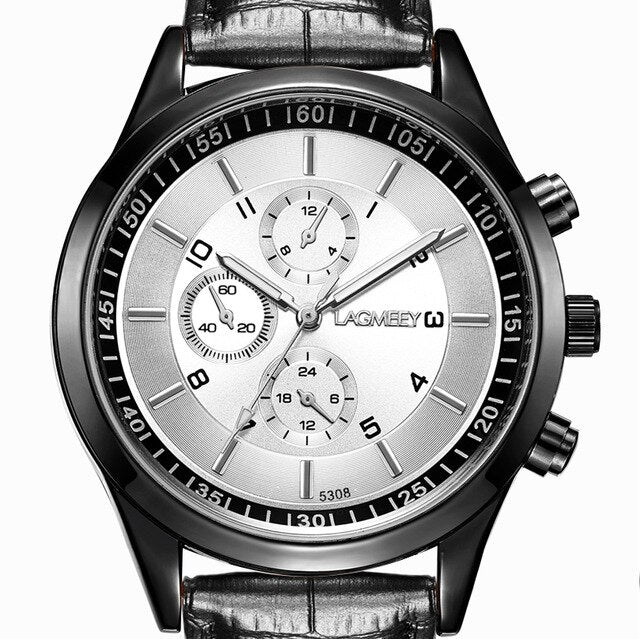 LAGMEEY Famous Brand Men Quartz Watch Black Metal Band Stainless Steel Men Watches Waterproof Wristwatch reloj hombre 2017 New