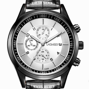 LAGMEEY Famous Brand Men Quartz Watch Black Metal Band Stainless Steel Men Watches Waterproof Wristwatch reloj hombre 2017 New