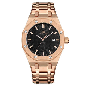 Men Automatic Self Wind Mechanical Stainless Steel Strap Simple Business Blue Rose Gold Yellow Gold Date Watch