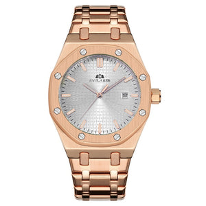 Men Automatic Self Wind Mechanical Stainless Steel Strap Simple Business Blue Rose Gold Yellow Gold Date Watch